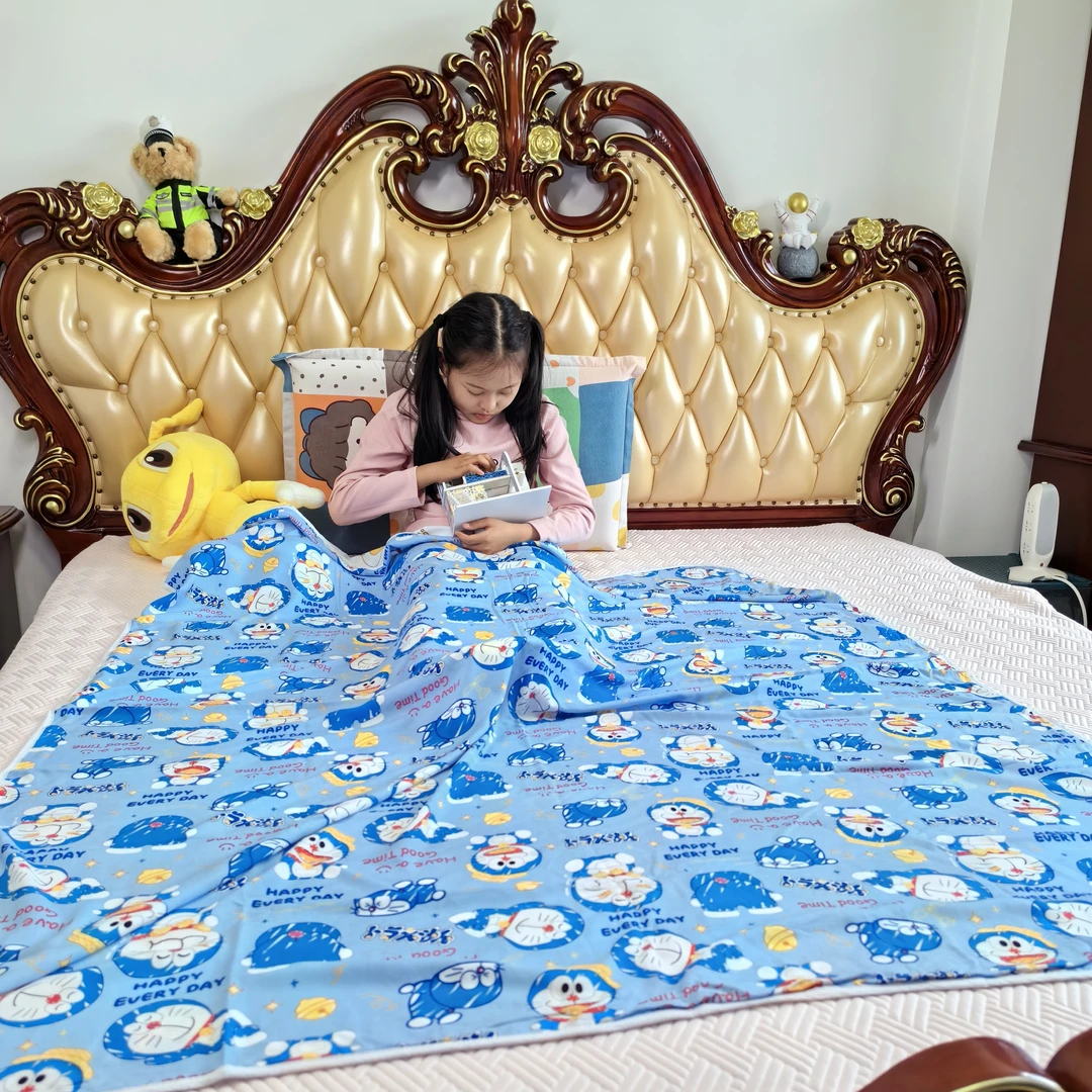 小蚂蚁宠粉福利A类凉冰感棉绸空调夏凉被儿童成人造棉双层棉盖毯