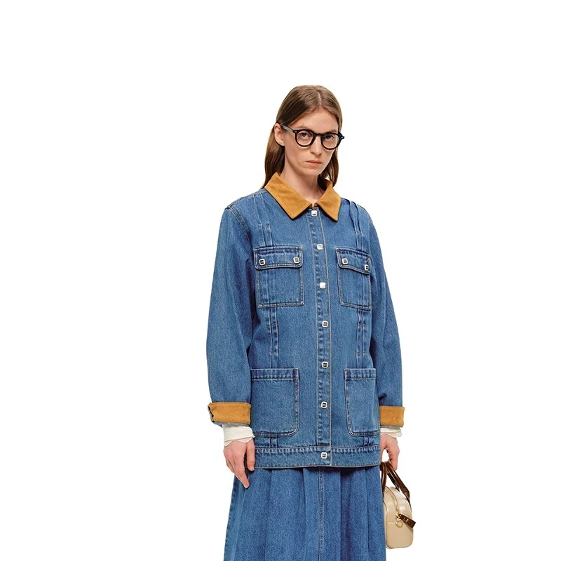 【茉舍】 SHRO ENRO 女士撞色拼接设计感牛仔外套 SE24AWWZ175-1660