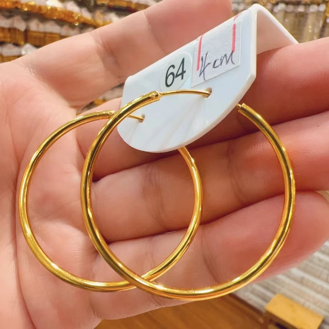 铜合金耳饰 MINGOU｜新款时尚百搭素圈耳环(4CM)