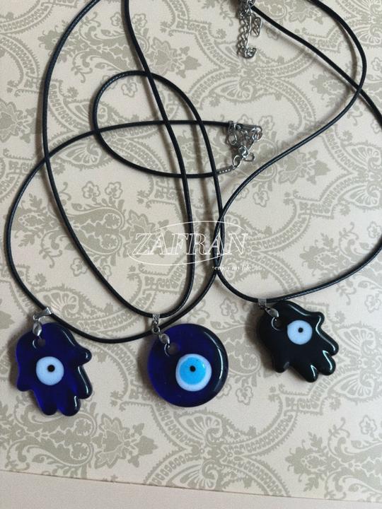 Koz辛运珠蓝眼睛玻璃珠情侣项链百搭手工