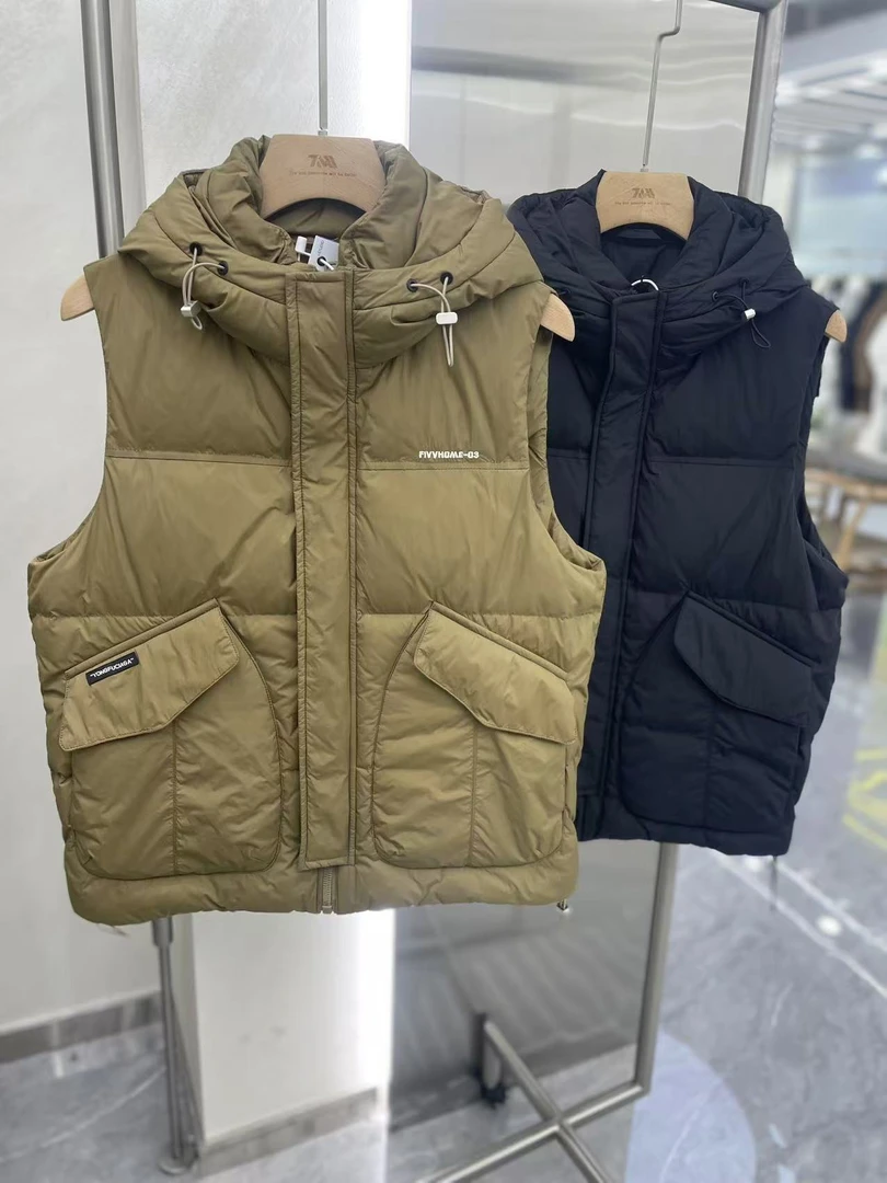 高品质潮牌新国标羽绒马甲男2024款连帽百搭纯色立领休闲马甲背心
