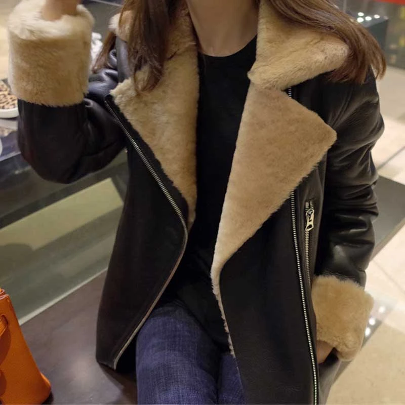 2024冬季真皮真毛皮毛一体皮衣女外套女机车中长款外套真皮大衣