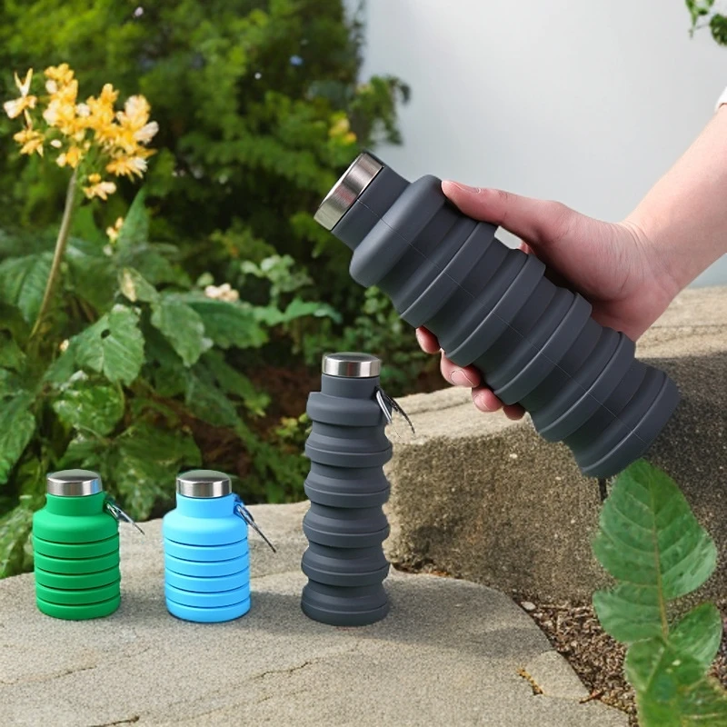 户外水杯折叠硅胶水壶学生运动跑步登山旅行健身便携伸缩儿童水瓶