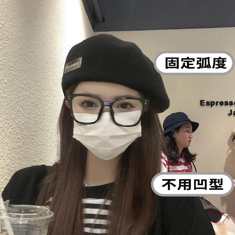 复古反戴大头围黑色贝雷帽女英伦前进帽秋冬运动帽画家针织帽子