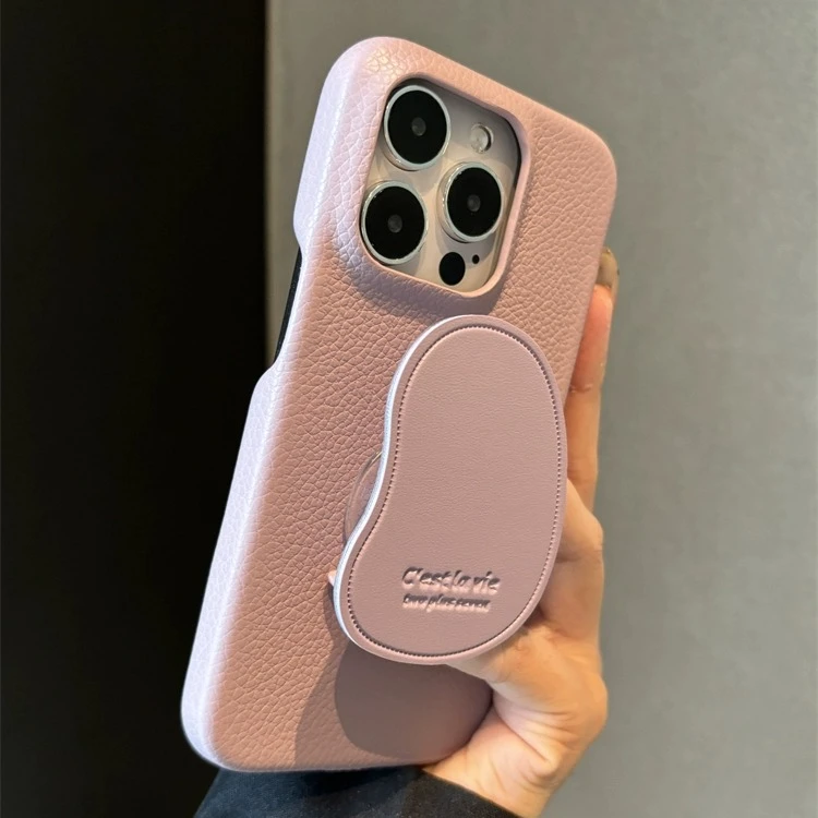 荔枝皮纹支架苹果16promax手机壳iPhone15新款14小众13套12PM适用