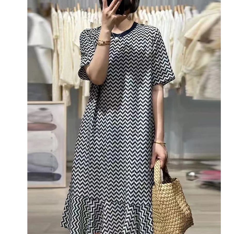 100%桑蚕丝真丝双绉重磅高端连衣裙2024新款气质减龄显瘦遮肉宽松