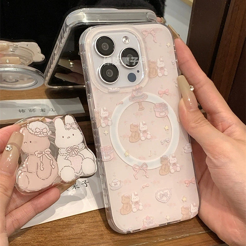 甜美可爱小兔小熊玩偶iPhone15手机壳苹果14promax磁吸13/12女11