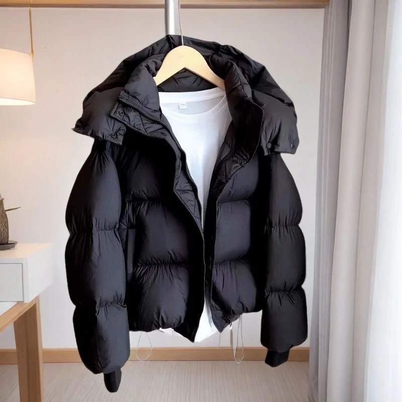 羽绒棉服2025冬季新款加厚短款连帽宽松棉衣棉袄面包服外套女