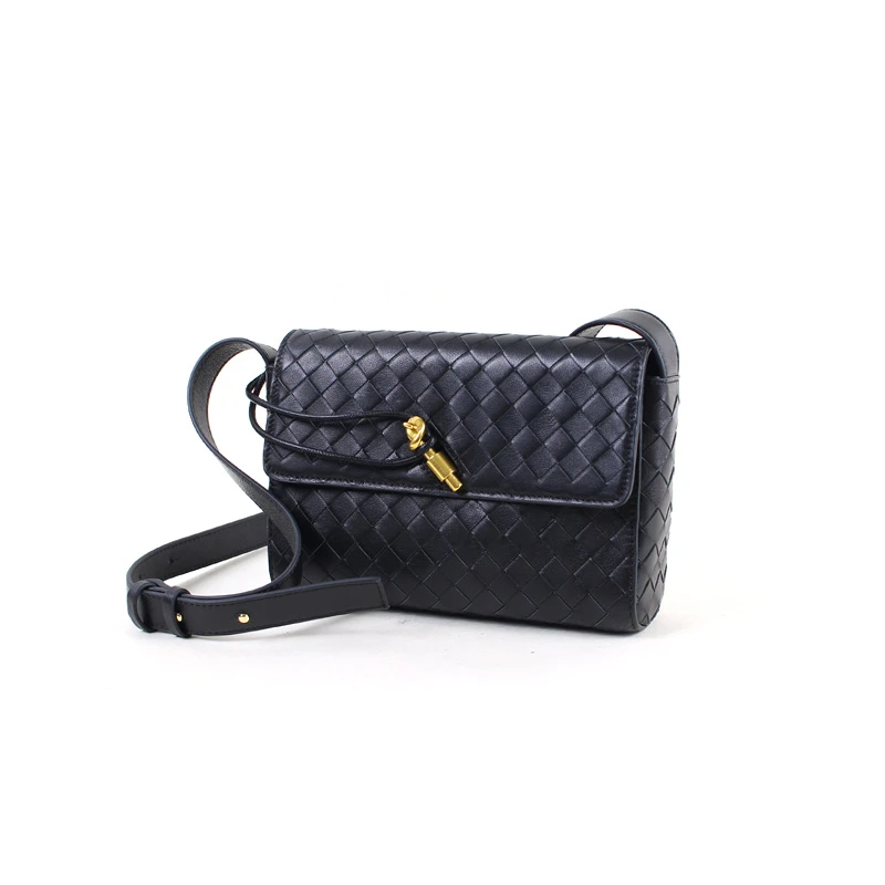 【122插销包】新品百搭简约单肩斜跨休闲编织优雅时尚女包18435黑色