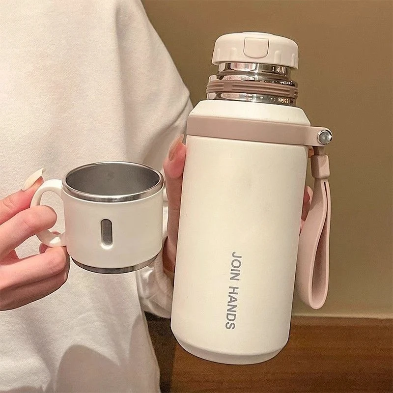 不锈钢保温杯女生2025新款高颜值带盖泡茶水杯子学生上学专用时尚
