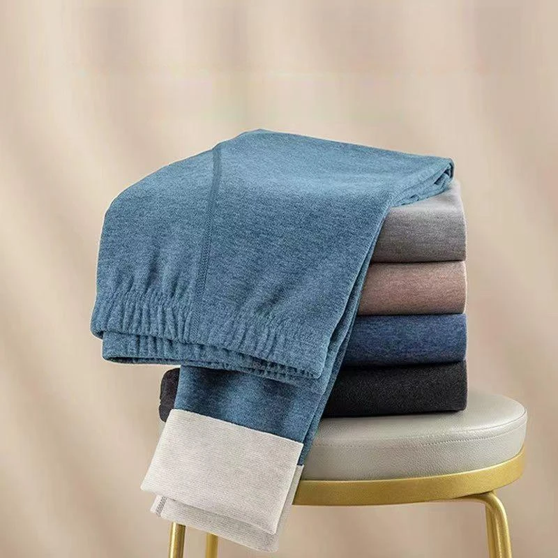 羊毛蚕丝男士秋裤内穿保暖裤冬季德绒无痕内衣加绒加厚线裤棉毛裤