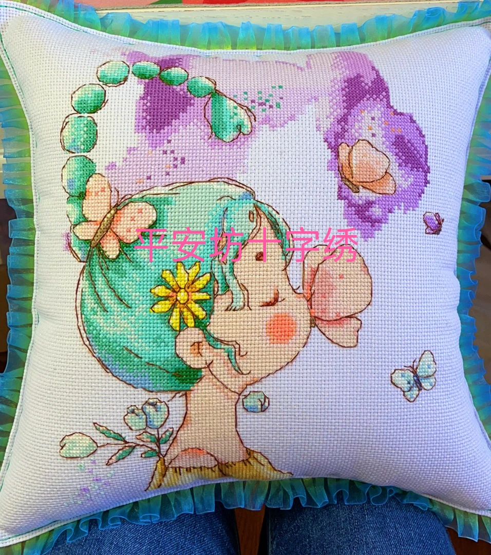 十字绣排线包十字绣抱枕十字绣材料包（非成品自己绣图纸线印花布