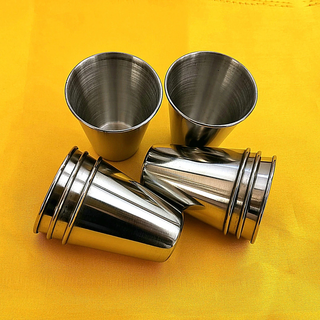 8只不锈钢酒杯 随身户外酒壶配套装白酒杯野营餐烈酒杯家用小酒杯