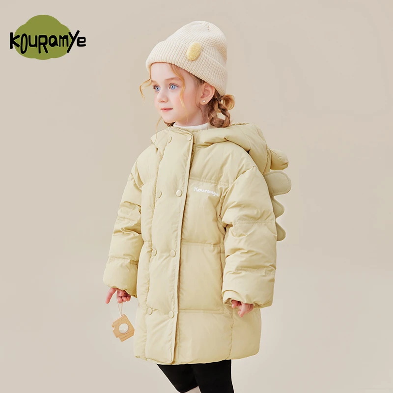 酷娃米儿童羽绒服白鸭绒中长款卡通秋冬保暖羽绒服