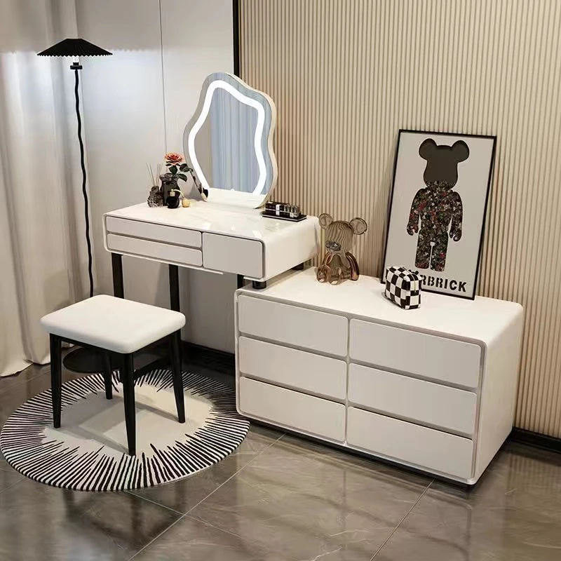 现代极简梳妆台简约风小户型卧室松弛感轻奢化妆桌收纳柜斗柜一体