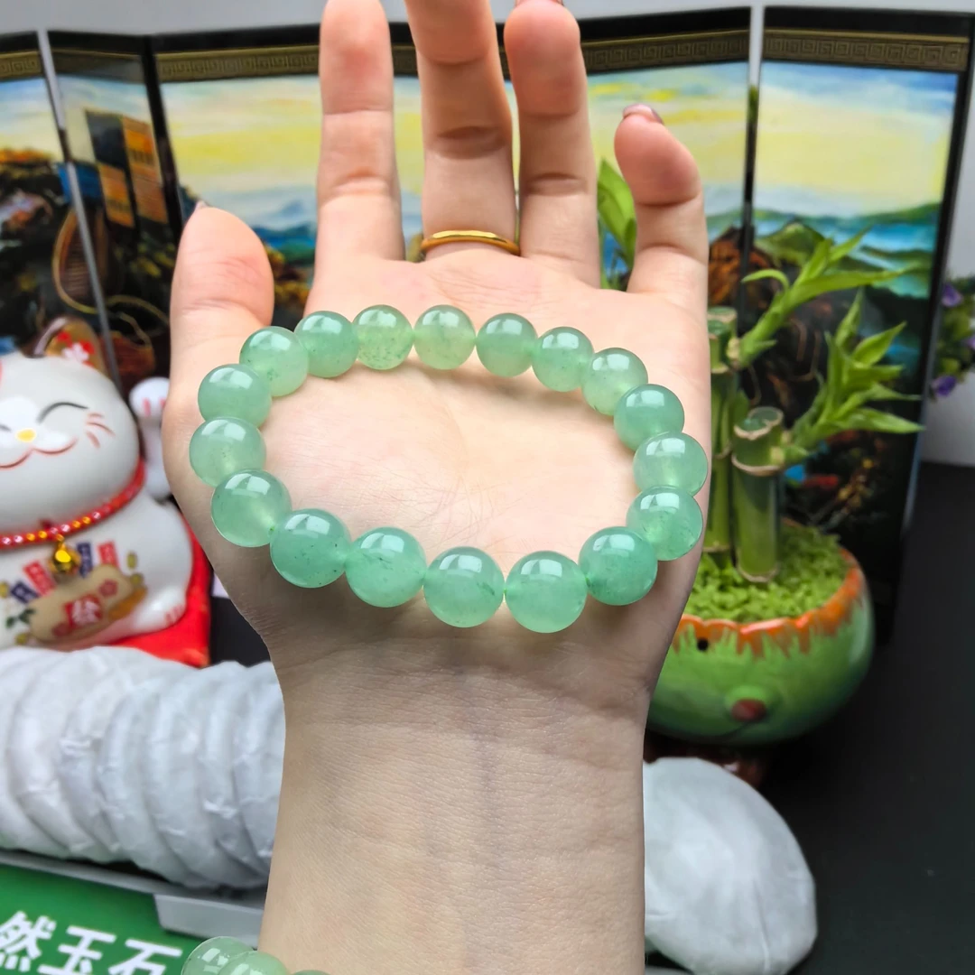 天然东陵玉手链直播间家人福利绿色玉手串单圈多样性发货