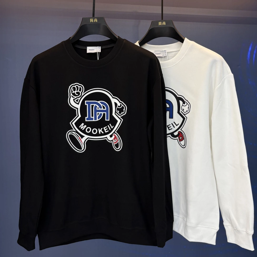 24年秋冬新款个性字母胶条时尚潮牌青年圆领长袖加厚宽松卫衣男