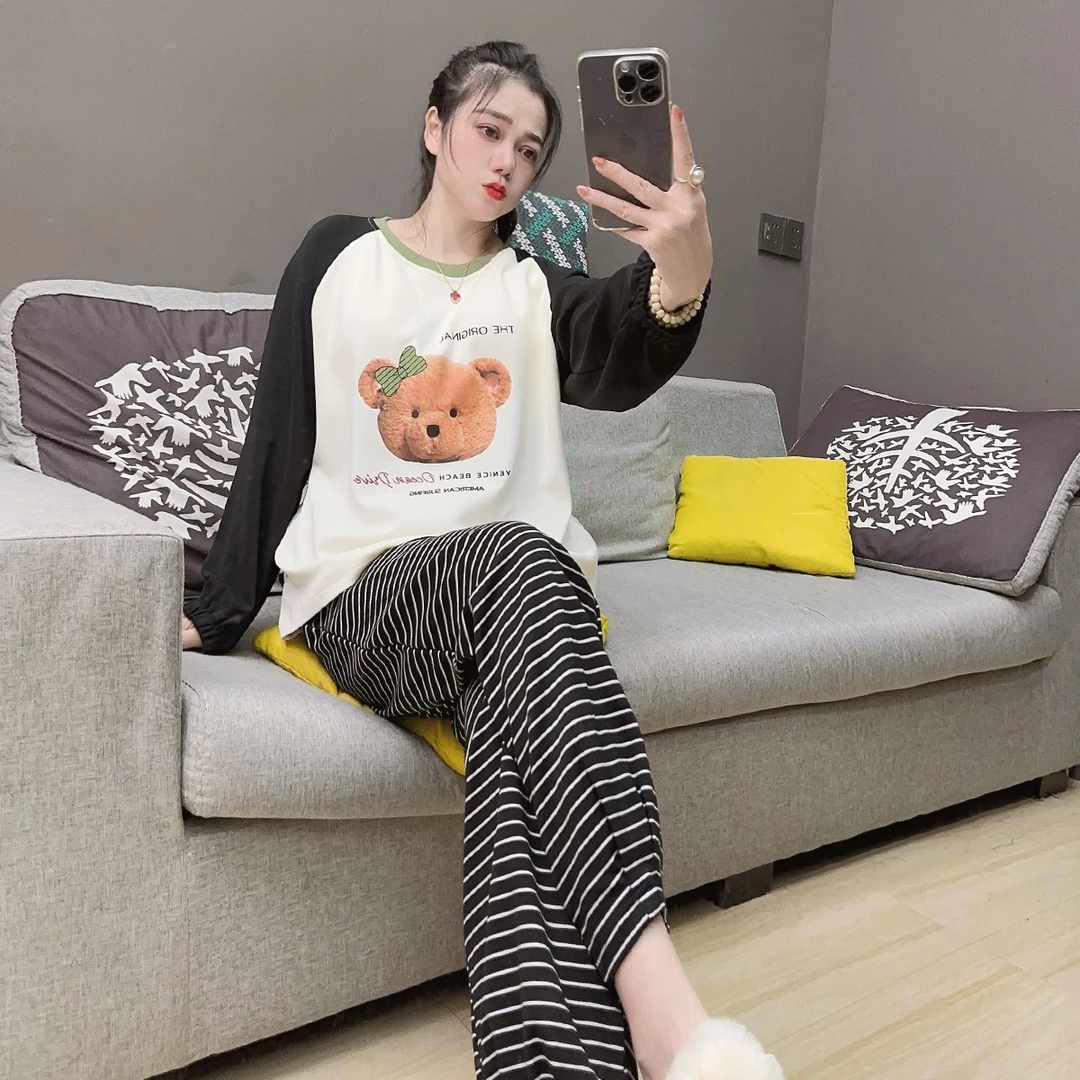 【秋季上新，带胸垫】女士带胸垫套装高品质家居服23851