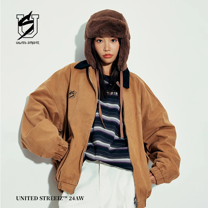 US联邦街牌 美式复古翻领夹克 户外街舞潮牌时尚休闲外套秋冬新款