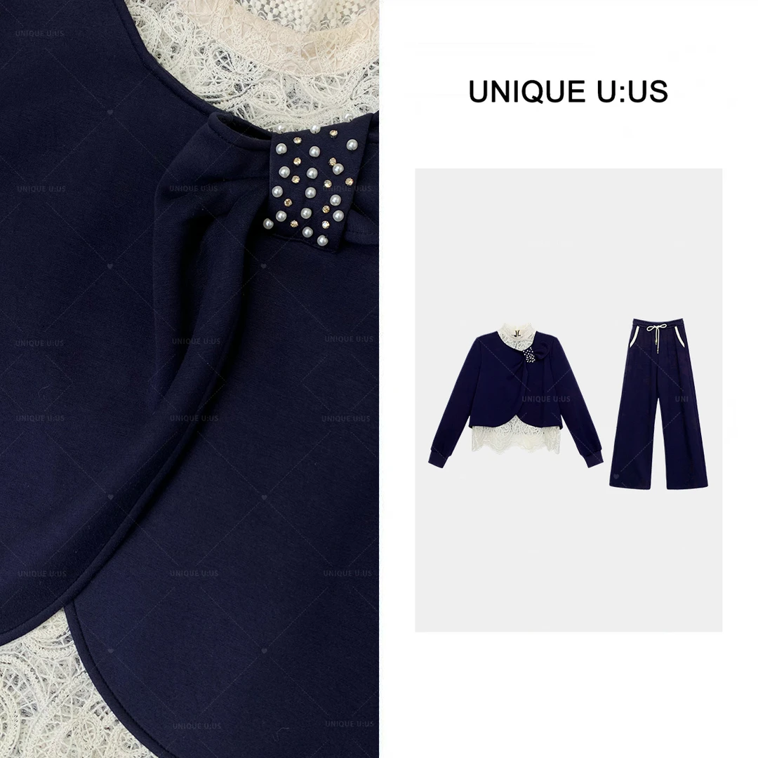 UNIQUE U:US【悉尼月神】秋季休闲时尚加绒气质套装-2410398