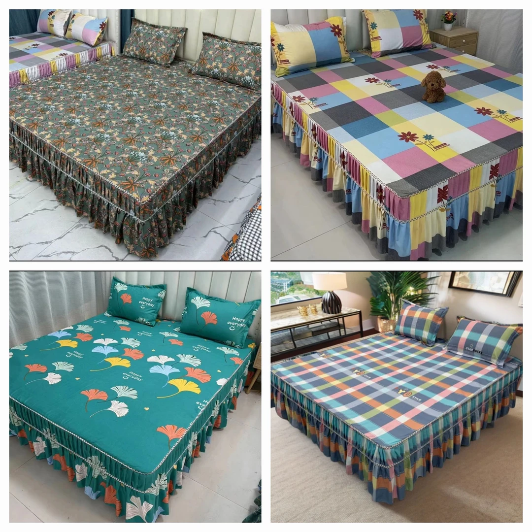 秋冬款斜纹棉高档防滑柔软床裙床笠