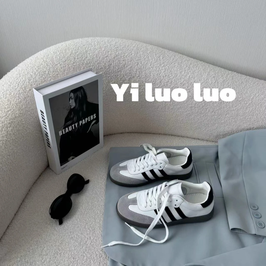 头层牛皮德训鞋百搭经典休闲系带软底女鞋平替好物