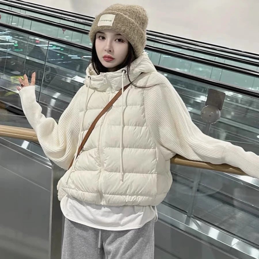 【阳阳专属】2024针织袖羽绒保暖外套连帽女QY890