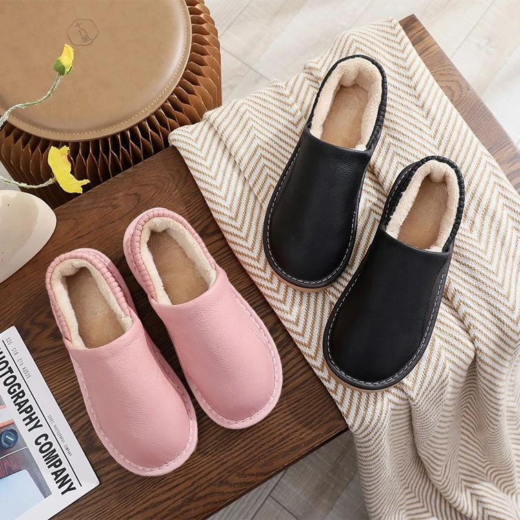 【轻奢棉鞋】牛皮真皮棉鞋男女冬季居家室内防水防滑厚底保暖棉鞋