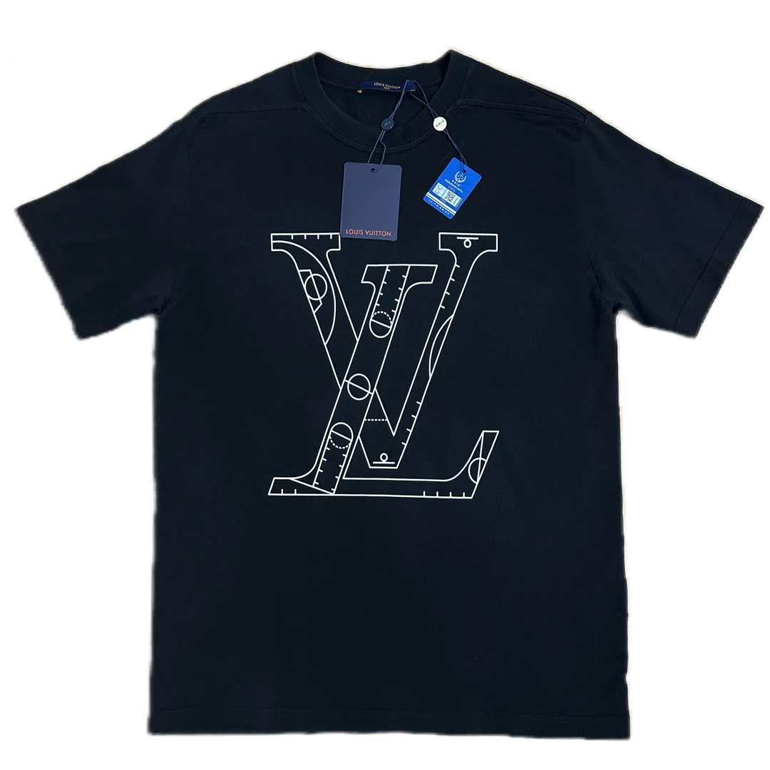 99新 LouisVuitton/路易威登 lv联名nba黑色印花字母logo短袖m码