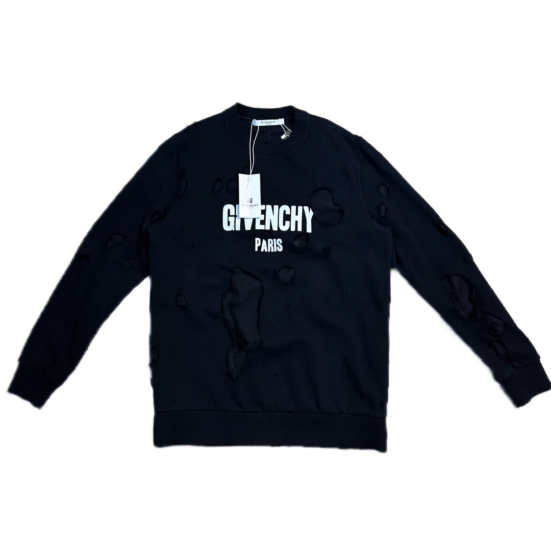 99新 Givenchy/纪梵希 gvc黑色经典爆款破坏大logo卫衣s码
