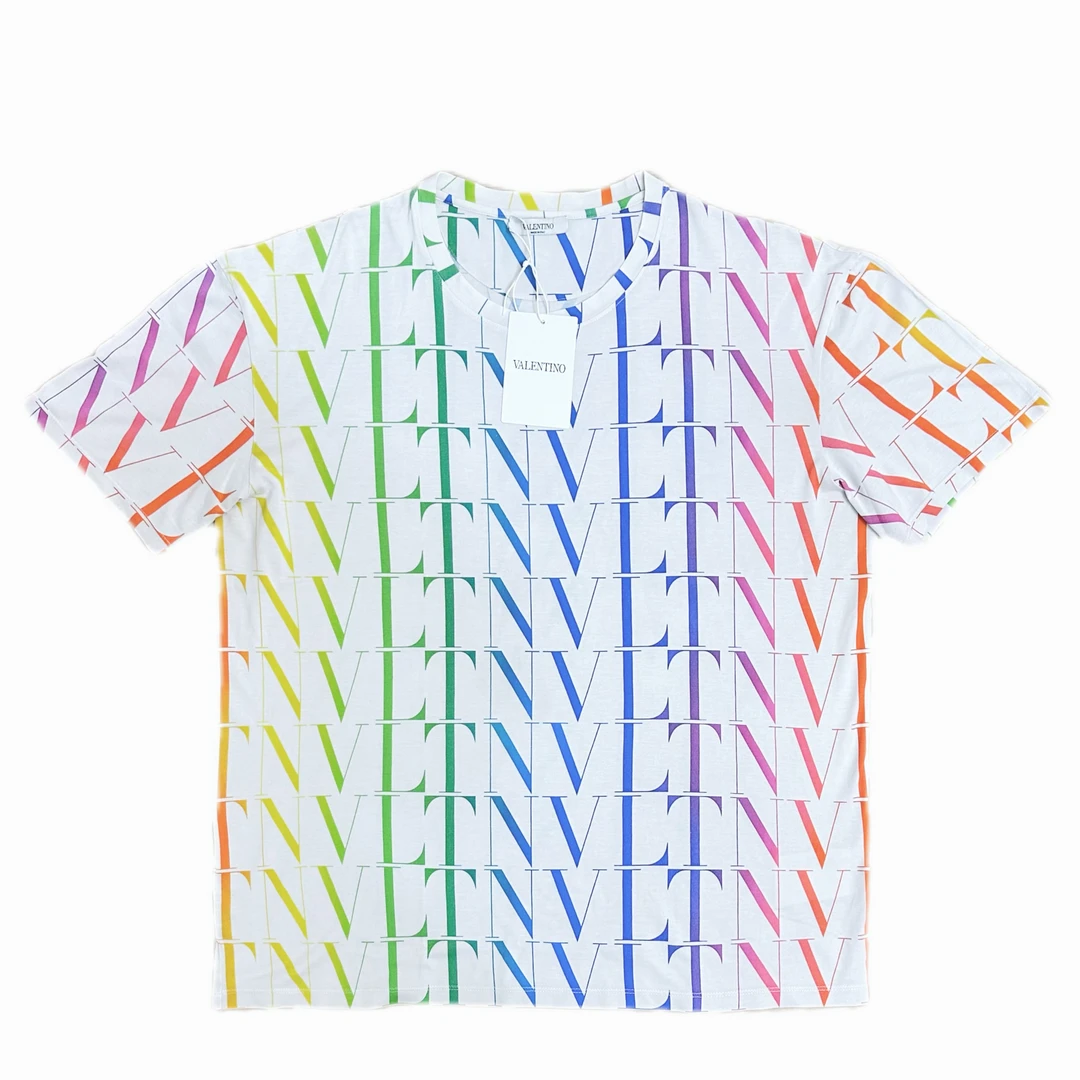 99新 Valentino/华伦天奴 华伦天奴彩虹满印logo短袖xxl码大码
