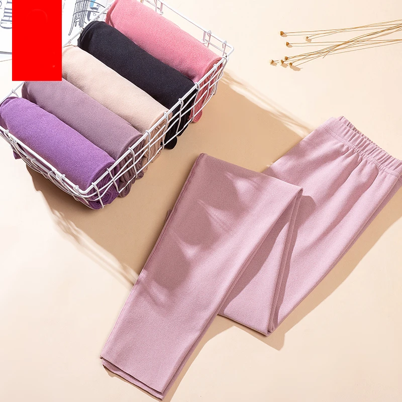 德绒无痕发热保暖秋裤女士加厚加绒紧身修身内穿打底衬裤女秋冬