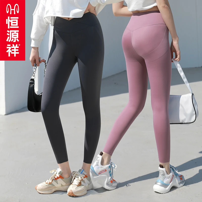 恒源祥2023年春季新款提臀芭比裤蜜桃臀交叉马卡龙配色女士芭比裤