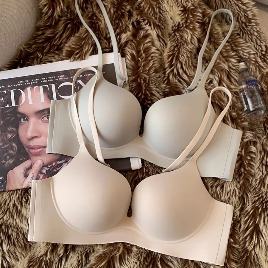 无痕内衣文胸罩2023爆款薄款无钢圈聚拢美背文抹胸一体