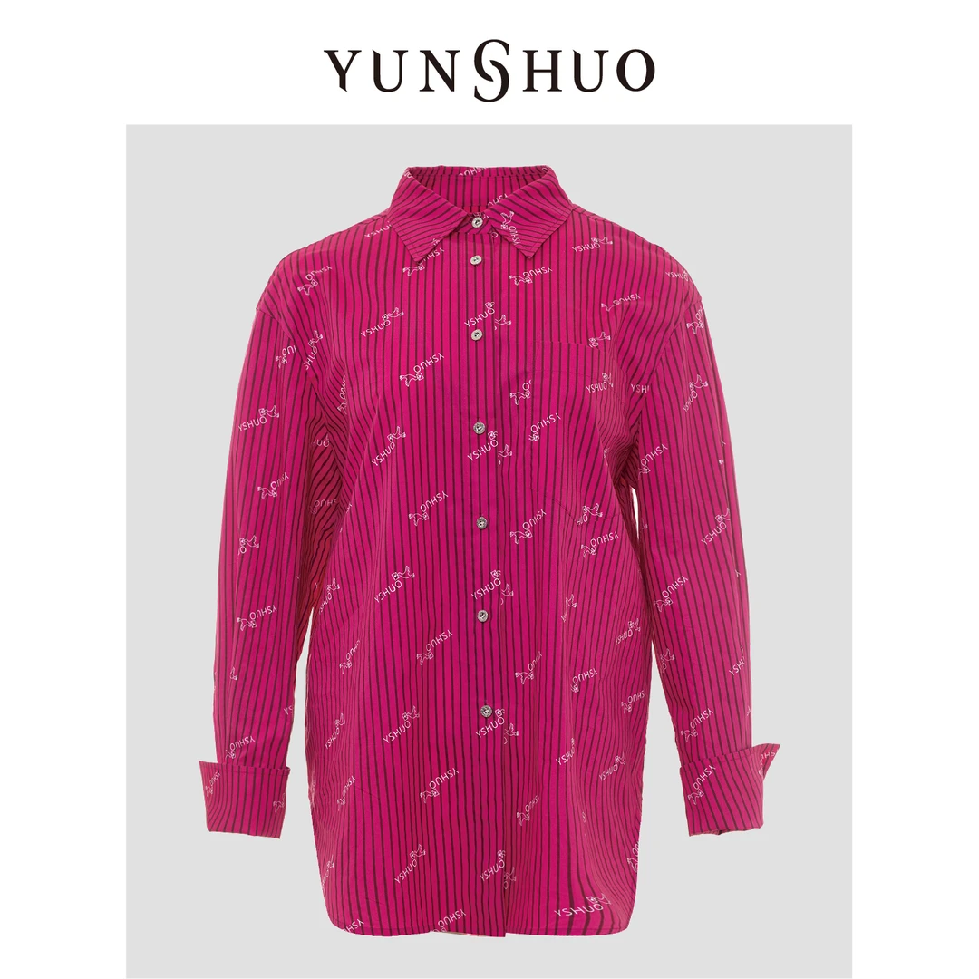 YUNSHUO允硕2024秋季时尚休闲条纹印花简约百搭衬衣上衣339663