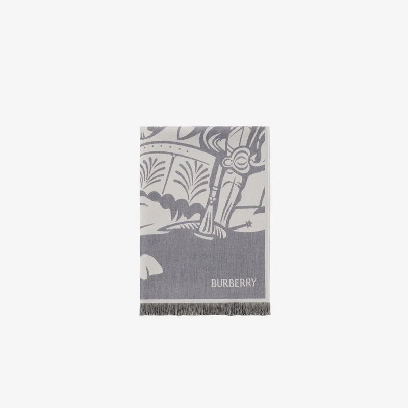 博柏利（BURBERRY）【初春礼物】马术骑士徽标棉毛混纺围巾