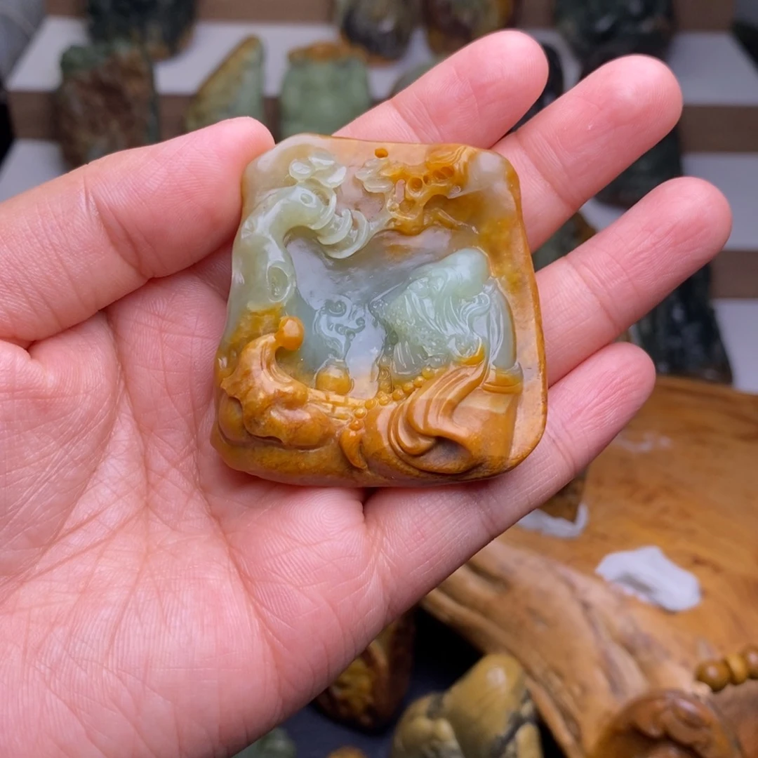 岫岩河磨玉（透闪石质玉）挂件未镶嵌我**一