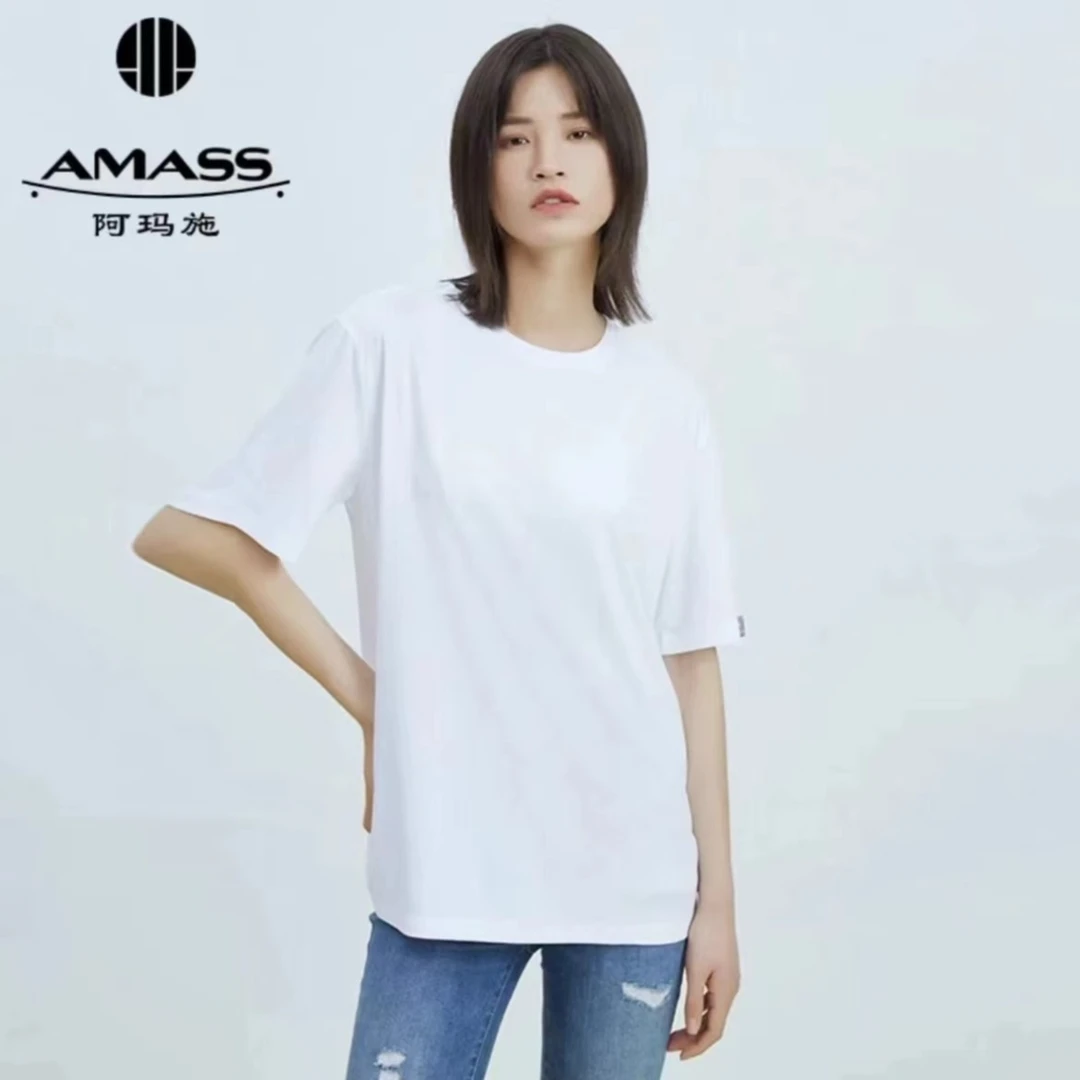 AMASS/阿玛施【商场同款】宽松圆领T恤纯色打底短袖上衣女5300793