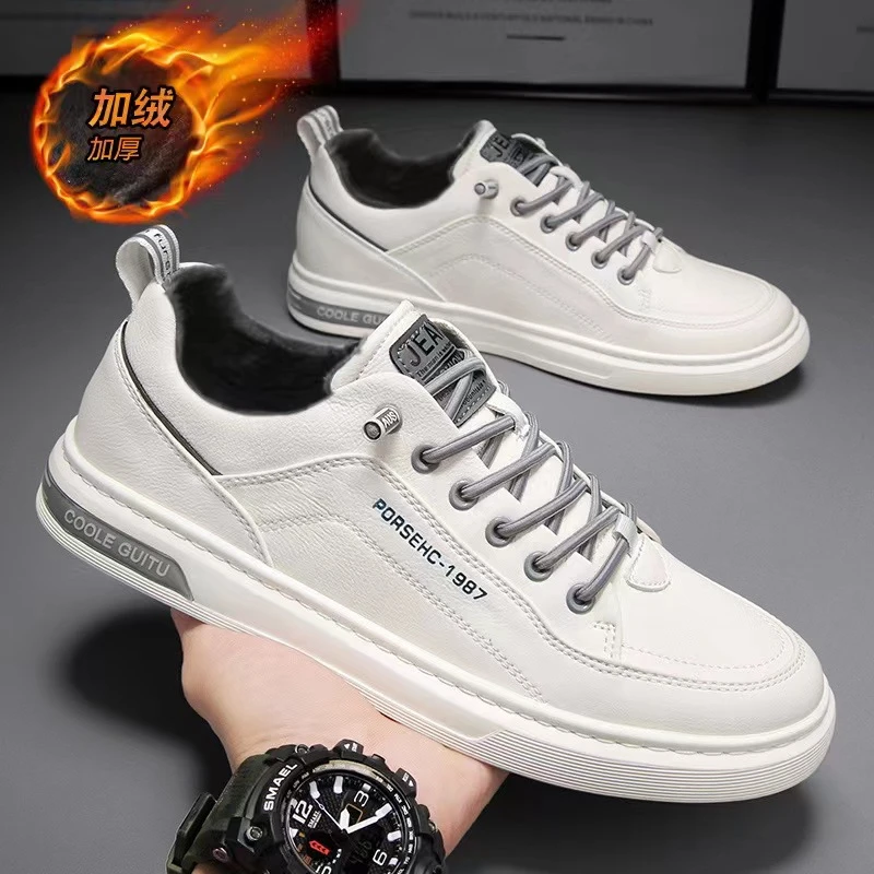 {靓款爆推}2024秋冬简约新颖加绒新款男潮流百搭休闲运动平底板鞋