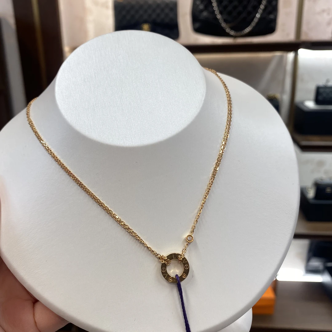 95新 Cartier/卡地亚 Cartier卡地亚Love系列圆饼玫瑰金项链