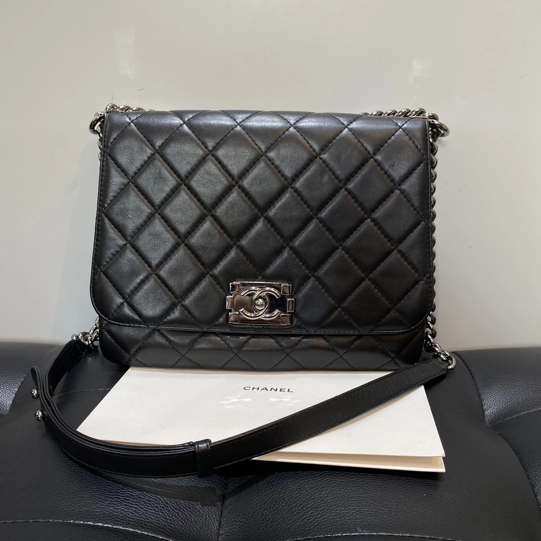 95新 Chanel/香奈儿 艾派尔/香奈儿黑银单肩包9131