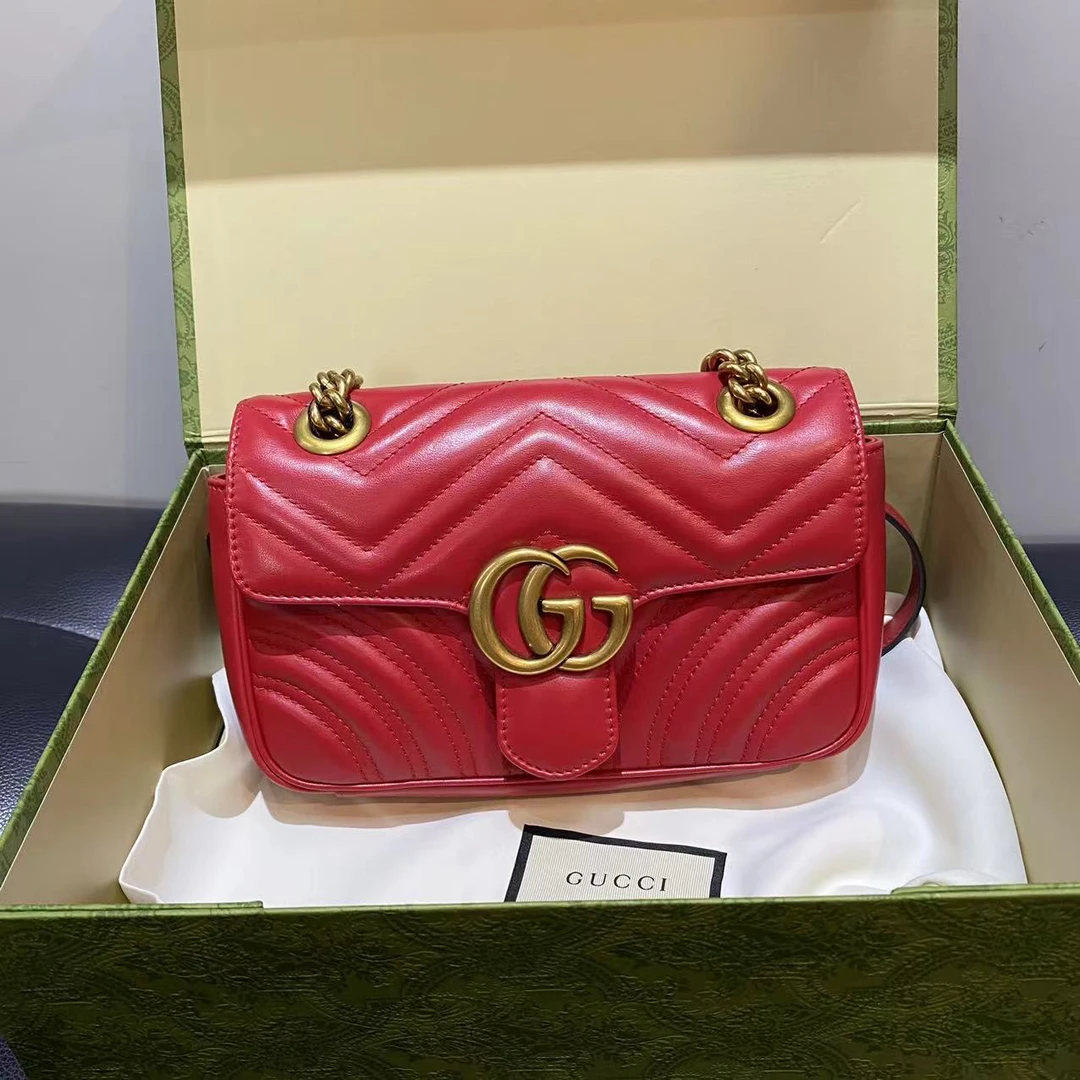 95新 GUCCI/古驰 艾派尔/Gucci古驰红金马蒙22单肩包