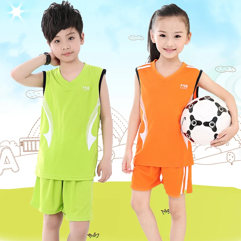 儿童运动服套装中小学生男童女童训练服无袖背心短裤球衣套装