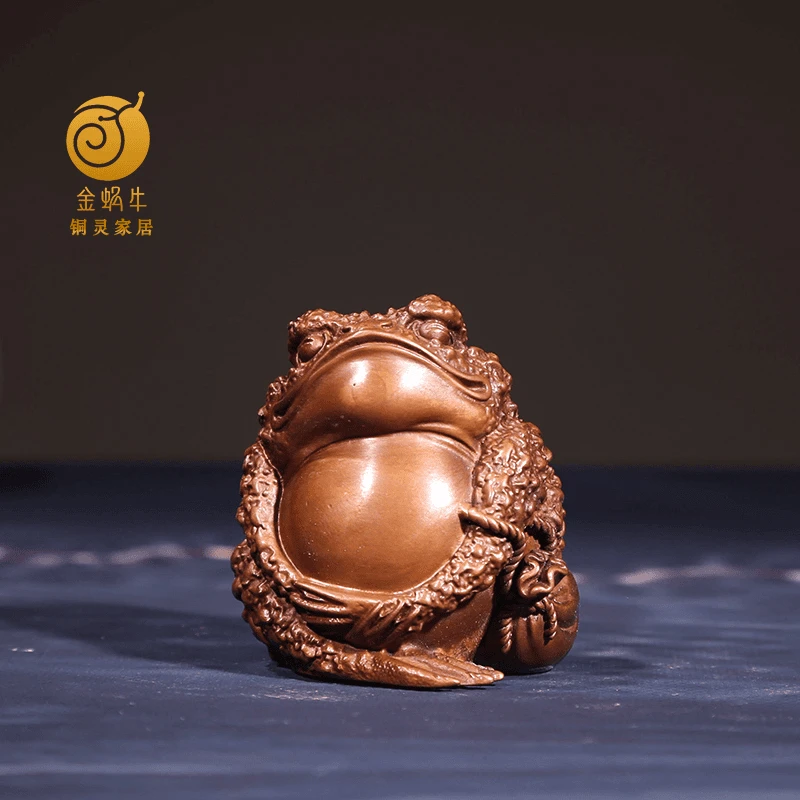 铜灵5#悠然蟾蜍紫铜居家玄关办公室书房摆件国风精美礼品铜器