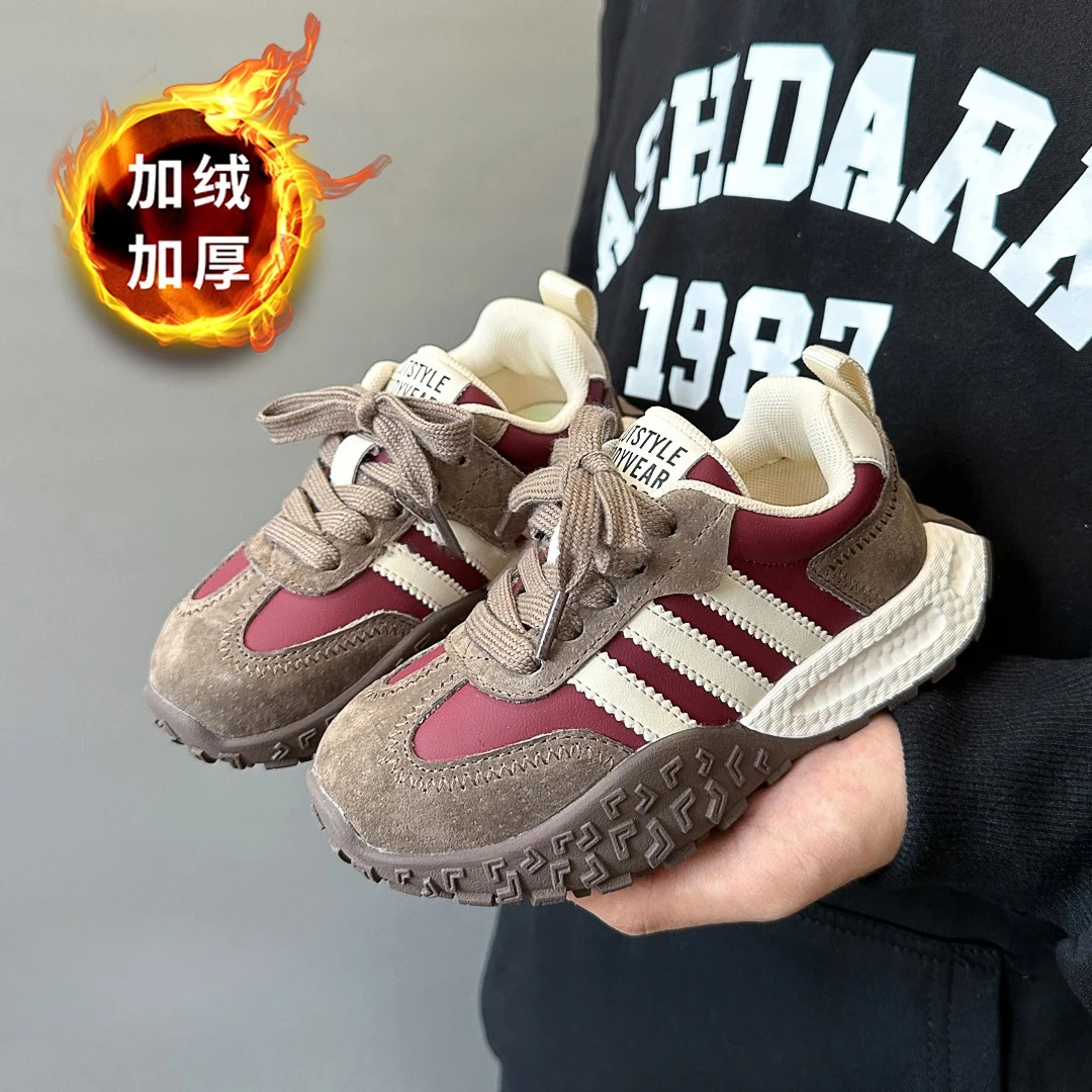 ins宝宝儿童运动鞋2024秋冬新款男童加绒加厚休闲跑步鞋女童鞋子