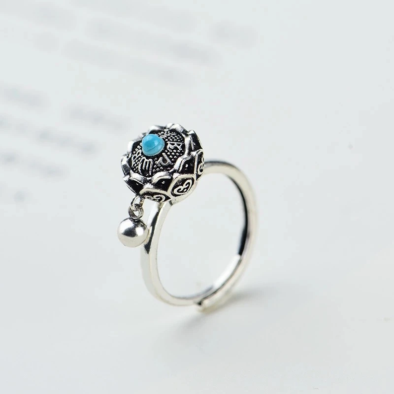 铜合金树脂戒指 【439莲花戒指】古法传承旋转莲花戒指复古宫廷风