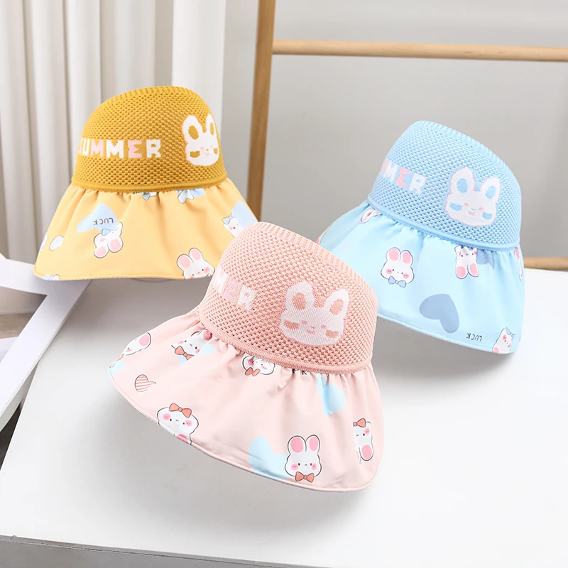儿童遮阳帽夏季大檐隔热防晒防紫外线空顶帽男女童卡通休闲太阳帽