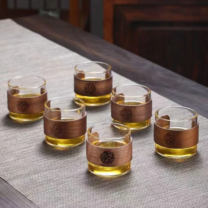 防烫耐高温小茶杯玻茶杯品茗杯茶道隔热喝水杯双层茶杯玻璃耐热