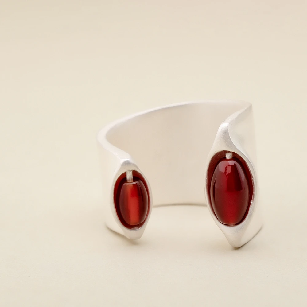 925银戒指 开口不对称纹理质感戒指