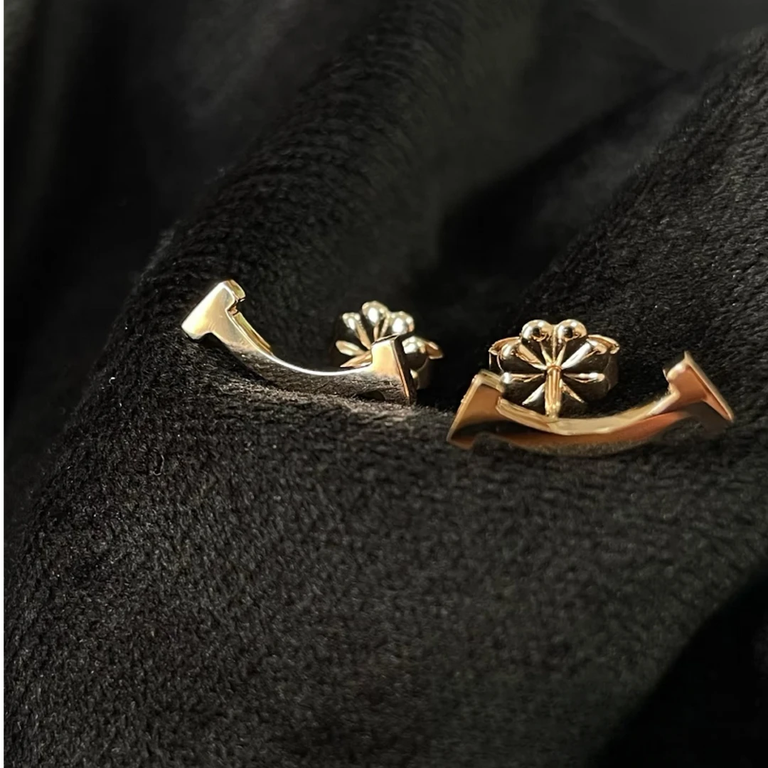 铜合金耳饰 光板微笑耳钉 012